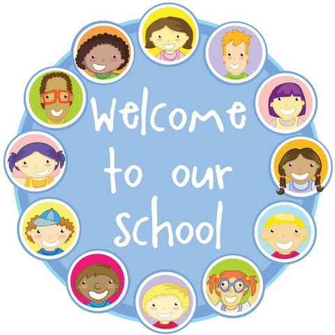 Welcome to Our School - Faces Circle Sign-Back To School,Calmer Classrooms,Classroom Displays,Dropship,Helps With,Inspirational Playgrounds,Playground Wall Art & Signs,Seasons,Stock-Learning SPACE