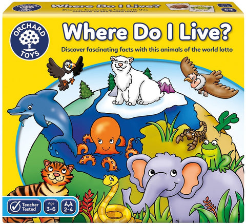 Where Do I Live? Board Game – Explore the World One Animal at a Time!-Early years Games & Toys,Early Years Maths,Games & Toys,Gifts For 3-5 Years Old,Maths,Memory Pattern & Sequencing,Orchard Toys,Primary Games & Toys,Primary Maths,Stock,Table Top & Family Games-Learning SPACE