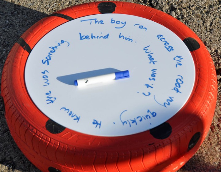 White Perspex Table Top For Tyre (3Pk)-Blackboards,Cosy Direct,Cosy Outdoor,Handwriting,Outdoor Classroom,Outdoor Play,Table-Learning SPACE