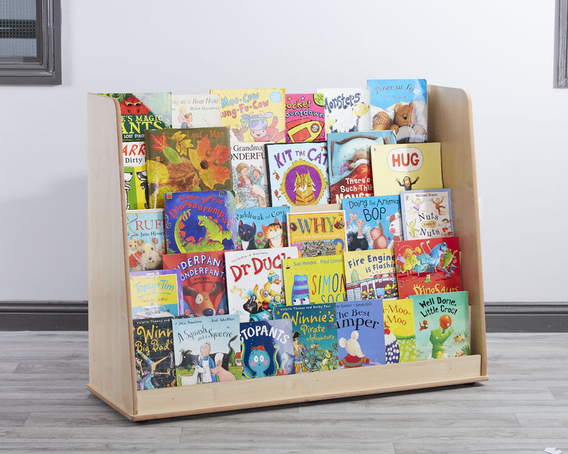 Wide Bookshelf- Freestanding Maple-Cosy Direct,Library Furniture,Nooks dens & Reading Areas,Reading Area,Shelves,Storage-Learning SPACE