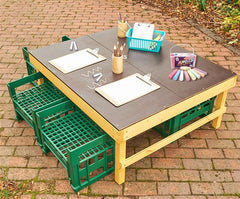 Windmill H Crate Chalk Table + H Crate Seats-Cosy Direct,Cosy Outdoor,Outdoor Seating,Square,Table,Table & Chair Set-Learning SPACE