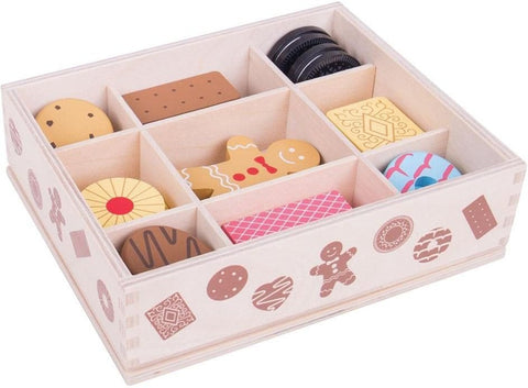 Wooden Box Of Biscuits for Tea Parties - Play Food-Bigjigs Toys,Gifts For 2-3 Years Old,Imaginative Play,Kitchens & Shops & School,Play Food,SCOTEXCEL,Speaking & Listening,Stock,Wooden Toys-Learning SPACE