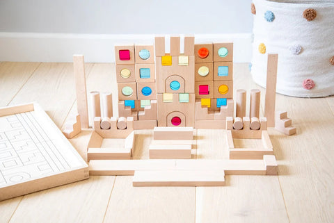 Wooden Building Gem Blocks- 83 piece set-Building Blocks,Dropship,Fine Motor Skills,TickiT,Visual Fun,Visual Sensory Toys-Learning SPACE