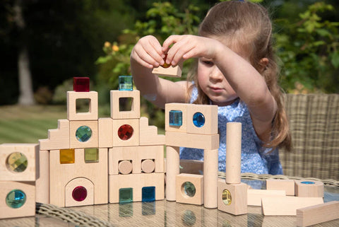Wooden Building Gem Blocks- 83 piece set-Building Blocks,Dropship,Fine Motor Skills,TickiT,Visual Fun,Visual Sensory Toys-Learning SPACE