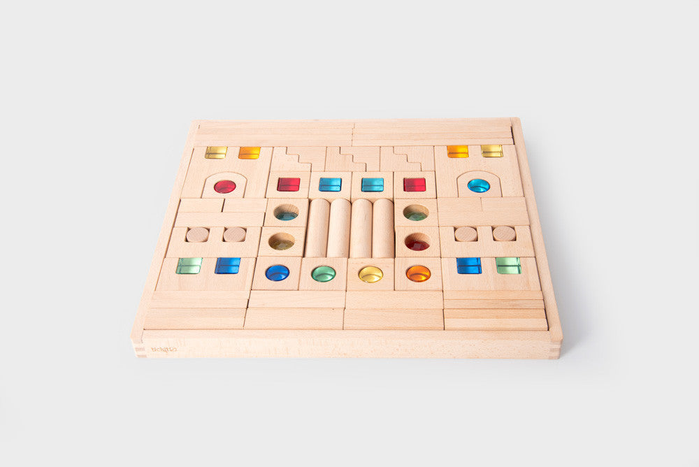 Wooden Building Gem Blocks- 83 piece set-Building Blocks,Dropship,Fine Motor Skills,TickiT,Visual Fun,Visual Sensory Toys-Learning SPACE