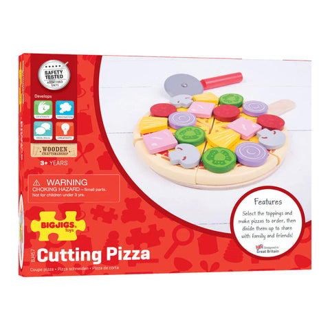 Wooden Cutting Pizza - Play Food-Bigjigs Toys,Dyscalculia,Early Years Maths,Fine Motor Skills,Games & Toys,Maths Toys,Play Food,Pretend play,SCOTEXCEL,Wooden Toys-Learning SPACE
