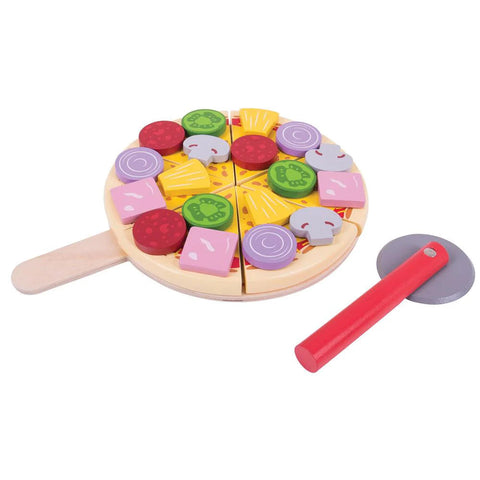 Wooden Cutting Pizza - Play Food-Bigjigs Toys,Dyscalculia,Early Years Maths,Fine Motor Skills,Games & Toys,Maths Toys,Play Food,Pretend play,SCOTEXCEL,Wooden Toys-Learning SPACE