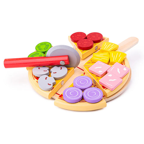 Wooden Cutting Pizza - Play Food-Bigjigs Toys,Dyscalculia,Early Years Maths,Fine Motor Skills,Games & Toys,Maths Toys,Play Food,Pretend play,SCOTEXCEL,Wooden Toys-Learning SPACE