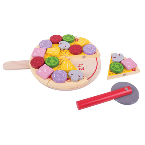 Wooden Cutting Pizza - Play Food-Bigjigs Toys,Dyscalculia,Early Years Maths,Fine Motor Skills,Games & Toys,Maths Toys,Play Food,Pretend play,SCOTEXCEL,Wooden Toys-Learning SPACE