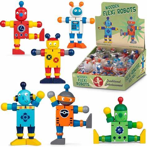 Wooden Flexi Robot-Discontinued,Fidget,Pocket money,Stock,Stocking Stuffers,Tobar Toys,Wooden Toys-Learning SPACE