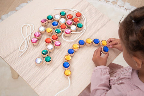 Wooden Lacing Jewels-Fine Motor Skills,Lacing,TickiT,Visual Fun,Visual Sensory Toys-Learning SPACE