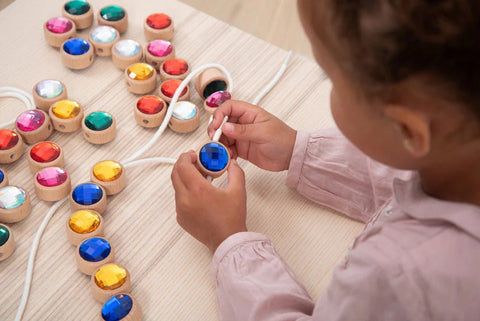 Wooden Lacing Jewels-Fine Motor Skills,Lacing,TickiT,Visual Fun,Visual Sensory Toys-Learning SPACE