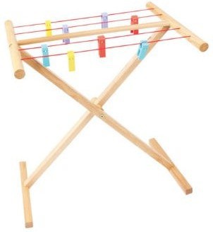 Wooden Laundry Play Airer for Kids-Bigjigs Toys,Imaginative Play,Kitchens & Shops & School,Nurture Room,Play Kitchen Accessories,SCOTEXCEL,Stock,Wooden Toys-Learning SPACE