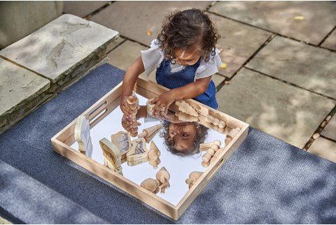 Wooden Mirror Tray-AllSensory,Forest School & Outdoor Garden Equipment,SCOTEXCEL,Sensory Mirrors,Stock,TickiT,Visual Sensory Toys-Learning SPACE