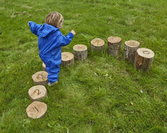 Wooden Number Logs Height Sorted Stepping Stones (10Pk)-Balancing Equipment,Cosy Direct,Cosy Outdoor,Discontinued,Forest School & Outdoor Garden Equipment,Garden Game,Gross Motor and Balance Skills,Proprioceptive,Sensory Garden,Stepping Stones-Learning SPACE