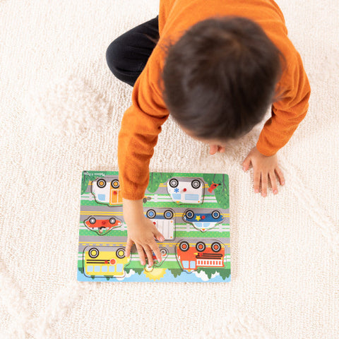 Wooden Peg Puzzle - Vehicles-Baby Wooden Toys,Sound. Peg & Inset Puzzles,Stock-Learning SPACE
