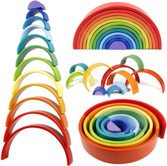 Wooden Rainbow Stacking Arches - Great For Montessori And Nurture Rooms-Baby Maths,Baby Wooden Toys,Early Years Maths,Engineering & Construction,Nurture Room,Primary Maths,Rainbow Theme Sensory Room,S.T.E.M,Stacking Toys & Sorting Toys,Stock,TickiT-Learning SPACE