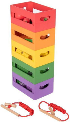 Wooden Sorting Fruit & Vegetable Crates - Play Food-Baby Wooden Toys,Calmer Classrooms,Feeding Skills,Gifts For 2-3 Years Old,Imaginative Play,Kitchens & Shops & School,Play Food,Stacking Toys & Sorting Toys,Stock,Threading,TickiT,Wooden Toys-Learning SPACE