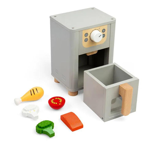 Wooden Toy Air Fryer-Bigjigs Toys,Imaginative Play,Play Food,Play Kitchen Accessories,SCOTEXCEL-Learning SPACE