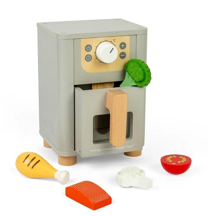 Wooden Toy Air Fryer-Bigjigs Toys,Imaginative Play,Play Food,Play Kitchen Accessories,SCOTEXCEL-Learning SPACE
