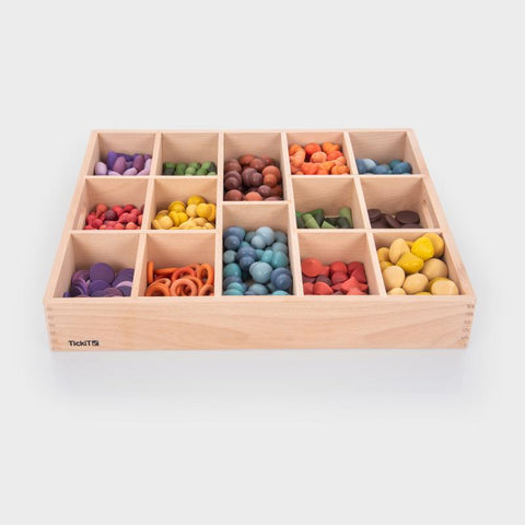Wooden Treasures Super Set + Wooden Sorting Tray (14-Way)-Counting Numbers & Colour,Dropship,Fine Motor Skills,Stacking Toys & Sorting Toys,TickiT-Learning SPACE