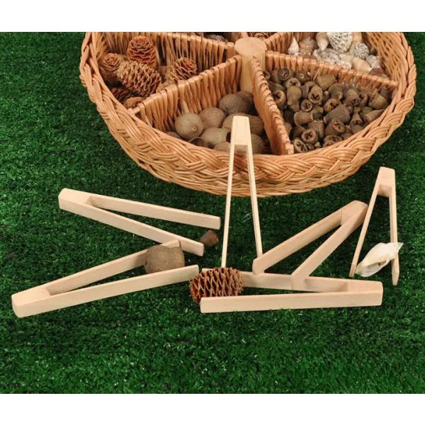 Wooden Tweezers (6pk)-Learning SPACE