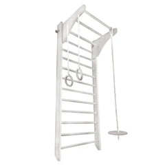 Wooden Wall Bars with Accessories - Gross Motor Aid-Exercise,Gross Motor and Balance Skills,Indoor Swings,Sensory Climbing Equipment-White-MGWBW-Learning SPACE