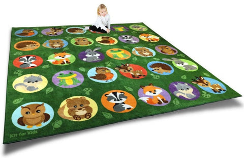 Woodland Animals Placement 3x3m Carpet-Dropship,Kit For Kids,Mats & Rugs,Nature Sensory Room,Placement Carpets,Rugs,Square,Wellbeing Furniture,World & Nature-Learning SPACE