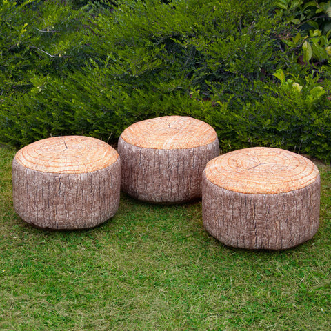 Woodland Tree Stump Stool Bean Bag Set (3 Pack)-Bean Bags,Bean Bags & Cushions,Dropship,Eden Learning Spaces,Forest School & Outdoor Garden Equipment,Nature Learning Environment,Nature Sensory Room,Nurture Room,Sensory Garden,Stock,Wellbeing Furniture-Learning SPACE