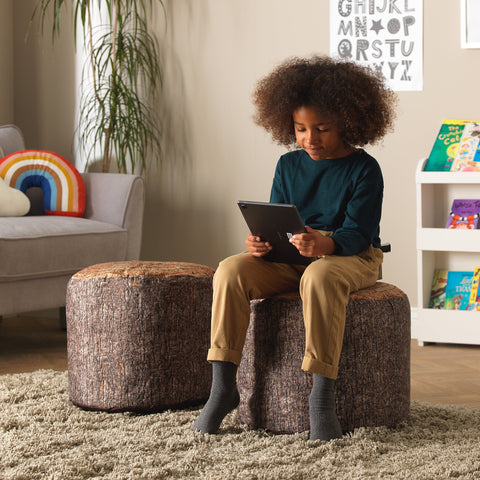 Woodland Tree Stump Stool Bean Bag Set (3 Pack)-Bean Bags,Bean Bags & Cushions,Dropship,Eden Learning Spaces,Forest School & Outdoor Garden Equipment,Nature Learning Environment,Nature Sensory Room,Nurture Room,Sensory Garden,Stock,Wellbeing Furniture-Learning SPACE