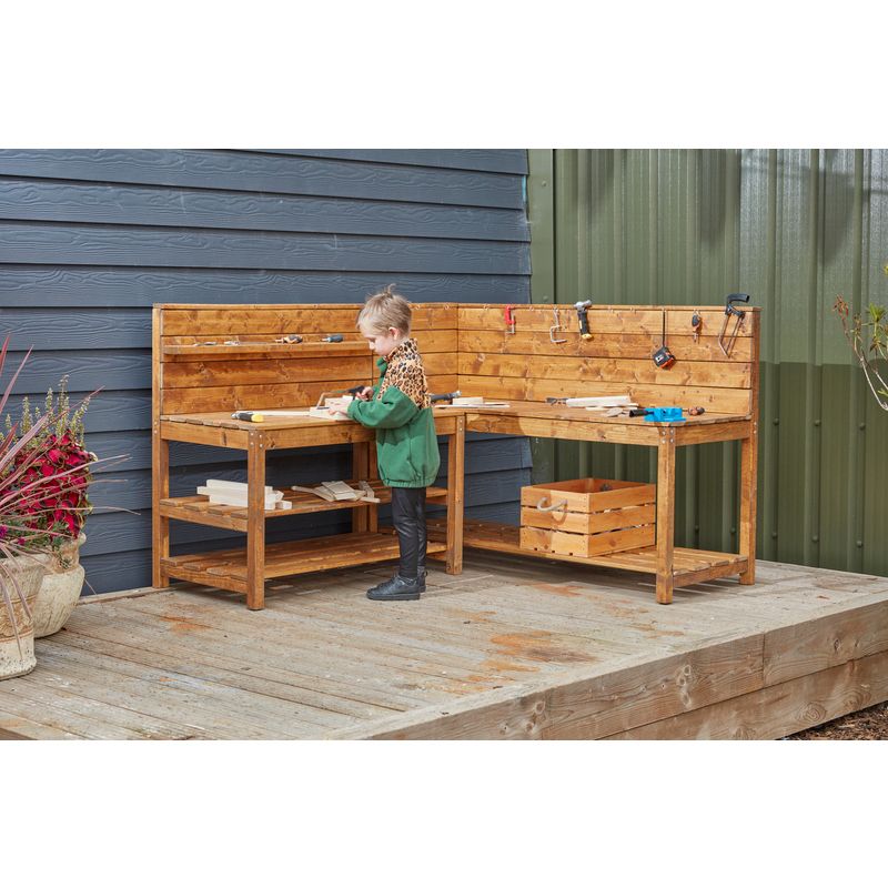 Woodwork Corner Bench - Worktop H48Cm-Calmer Classrooms,Cosy Direct,Cosy Outdoor,Wellbeing Furniture,Wooden Table-Learning SPACE