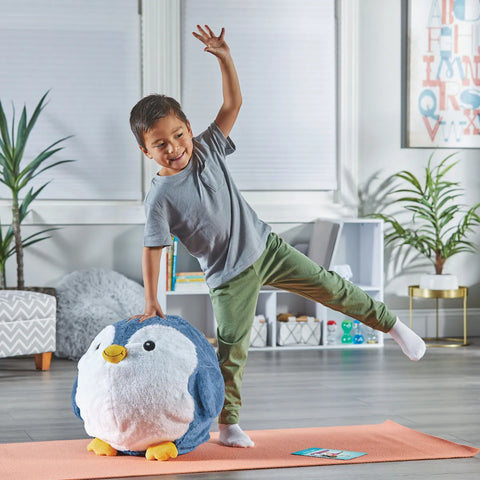 Yoga Ball Buddy with BubblePlush™ – Puppy or Penguin-Comfort Toys,Mindfulness,Movement Breaks,Plush-Learning SPACE