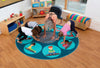 Yoga Position 2m Carpet-Calmer Classrooms,Calming & Anxiety,Calming and Relaxation,Dropship,Educational Carpet,Helps With,Kit For Kids,Mats & Rugs,Mindfulness,Neutral Colour,Placement Carpets,Round,Rugs,Wellbeing Furniture-Learning SPACE