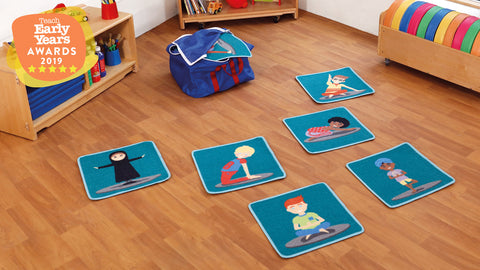 Yoga Position Indoor/Outdoor 32 Mini Placement Carpets with holdall-Calming & Anxiety,Calming and Relaxation,Dropship,Helps With,Kit For Kids,Mats,Mats & Rugs,Rugs,Sit Mats,Square,Wellbeing Furniture-Learning SPACE