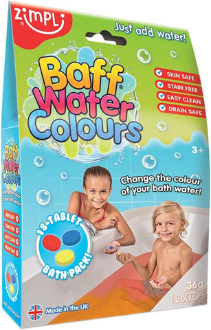 Zimpli Kids Baff Water Colours-Bath Toys,Messy Play,Water & Sand Toys,Zimpli Kids-18 Tablets-6637-Learning SPACE
